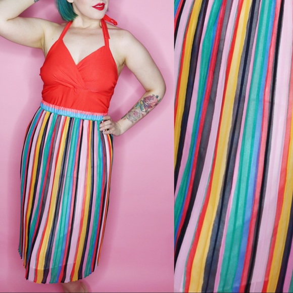 Who What Wear Dresses & Skirts - Rainbow Stripe Pleated Skirt Who What Wear Dresses & Skirts - Rainbow Stripe Pleated Skirt
